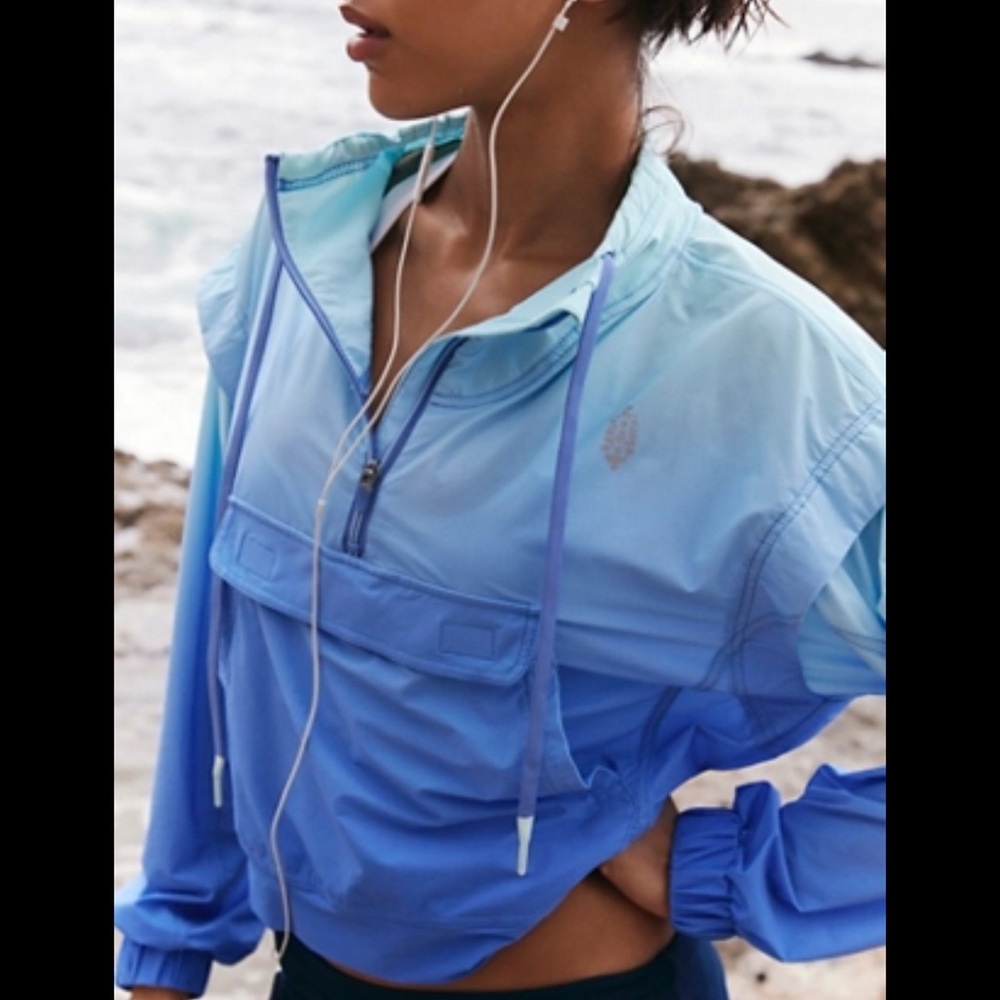 Free People Movement Backspin Quarter Zip S Ombre Blue Pullover Jacket Active
